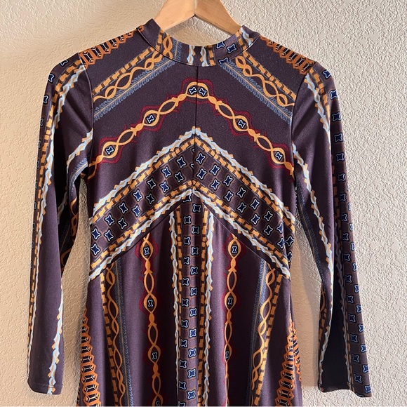 Free People Stella Retro Mod Multicolor Earth-tone Mini Dress Size XS - Picture 4 of 13